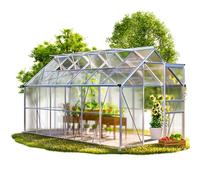 GARDEBRUK® Serre de jardin aluminium 7,2m² 380x190cm 4 lucarnes serre à tomates plantes légumes fleurs hivernage châssis 11,8m³