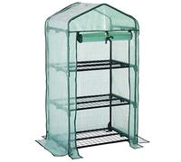 GARDEBRUK® Serre de Jardin Plastique 3 étagères Porte Enroulable Protection Serre Tomate hivernage légume Plante Fleur semis Balcon 126x49x69cm