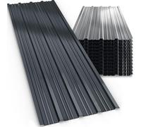 GARDEBRUK Tôles de bardage 12x 129x46cm 7m² anthracite | galvanisé, résistant intempéries UV anticorrosion, tôle ondulée, trapézoidale, couverture toit mur, abri de jardin, profilée