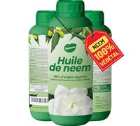 Gardemia Huile de Neem avec Émulsifiant 1L miscible à l'eau 100% d'origine végétale extraite mécaniquement par pression à froid des fruits du Néemier