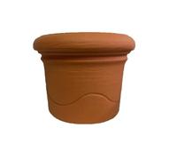 Garden Italia Vase Rond pour Plantes Cylindre Lisse ICIL Diamètre 50 cm H 37 en résine Couleur Terre l'intérieur et l'extérieur Résistant au Gel Antichoc Léger