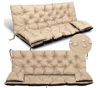 GARDEN KING ROYAL REST Grand Coussin 120x60x50 cm + 2 Petits Coussins, imperméables et matelassés pour Banc ou balançoire