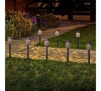 Garden Mile Biba Lot de 8 lampes solaires sur piquet avec silhouette de Damas étanches Finition effet bronze pour parterres de fleurs, bordures, jardinières, allées