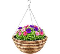 garden mile diverses Jardin paniers Suspendus intérieur extérieur Suspendu Plante Pots pour Plantes ROTIN Osier Fleur Suspendu Panier Mural parenthèses Coco revêtements - 12" Round Rope Basket