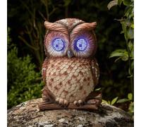 Garden Mile Grand effaroucheur réaliste en forme de hibou pour jardin - Grande décoration de jardin à énergie solaire avec œil clignotant, dispositif naturel dissuasif pour extérieur