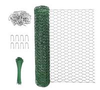 Garden Mile® Grillage pour poules, lapins, animaux - Revêtement en PVC vert - En acier galvanisé - 5 m x 0,6 x 25 mm
