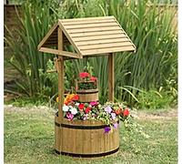 Garden Mile Jardinière de jardin en bois, puits à souhaits pour l'extérieur, grand puits à souhaits en bois