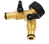 Garden Mile Laiton solide 2 VOIES DOUBLE Extérieur Robinet de jardin Adaptateur & tuyau connecteurs 3/4" arrosage à fleurs jardinage multi-usage avec 2 démontage rapide femelle adaptateurs