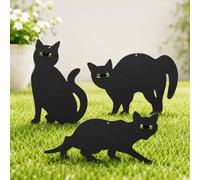 Garden Mile Lot de 3 Noir Revêtement Poudre métal Chat (Oiseau, Animal, Renard Humain Anti-PARASITES) Effrayant, Sauvage Jardin Animal Répulsif, Oiseau dissuasif