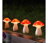 Garden Mile Lot de 4 lampes solaires en forme de champignon en forme de champignon pour extérieur, étanches, pour allée