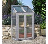 Garden Mile Mini serre de jardin en bois - Protection imperméable et résistante aux intempéries - Convient pour les légumes, fleurs et graines - Gris