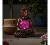 Garden Mile Orbe lumineuse solaire d'extérieur pour jardin - Bouddah, éléphant, lièvre, grenouille debout (Bouddha)