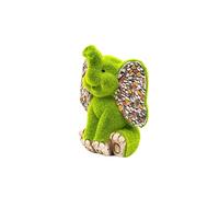 Garden Mile Ornements de jardin en forme d'éléphant avec herbe, figurine d'animal sur pied, statue de jardin et sculpture pour extérieur, intérieur, terrasse, pelouse