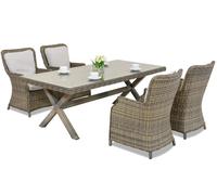 Garden Point cappuccino London service de table en rotin pour 4 personnes
