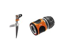 Gardena Arroseur-Canon sur Pic Comfort de Arroseur de Grande Surface 75 à 490 M² & Raccord d'Arrosage Aquastop 13 mm (1/2'') et 15 mm (5/8") de Connecteur avec Aquastop