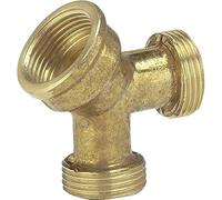 Gardena Distributeur 2 voies en laiton 19 mm: branche de tuyau de jardin pour le fonctionnement de deux dispositifs de connexion, 26,5 mm (g 3/4 Pouce) - fil (7155-20)