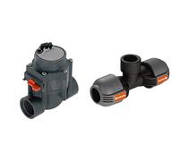 Gardena Electrovanne 24 V, Noir, 20 x 20 x 15 cm & Dérivation en T Femelle : Raccord pour Purgeur Automatique, Filetage Femelle 25 mm X 3/4", Technologie de Raccordement
