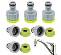 Gardena Lot de 6 adaptateurs et connecteurs de robinet, raccord de tuyau 2 en 1, avec filetage 1/2", 3/4", pour arrosage de jardin, raccord de tuyau de robinet