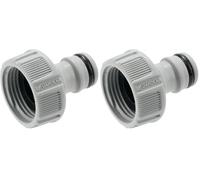 Gardena Nez de robinet 26,5 mm (G 3/4 pouces): OGS adaptateur pour raccordement d’un tuyau d’arrosage, technologie anti-éclaboussure, résistant au gel, vrac (18221-20) (Lot de 2)