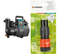GARDENA Pompe d'Arrosage de Surface 5000/5 | Puissance 1300 W - Pression 5 bar - Débit 5 000 L/H (1759-20) & Set de raccordement grand débit pour pompes de Gardena : raccord de tuyau
