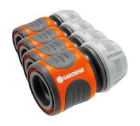 GARDENA Raccords d'Arrosage Rapide 13 mm (1/2") et 15 mm (5/8") : Raccord Enfichable de Début de Tuyau, Étanche, Rainures Encastrées Rainurées, Emballé (18215-20) (Lot de 4)