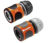 Gardena raccords rapide aquastop 13 mm (1/2 pouce) et 15 mm (5/8 pouce): pour début et fin de tuyau, raccord compatible avec toutes les pièces OGS, anti-UV, antigel (18279-20)