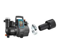 Gardena Station de Pompage 5000/5E Lcd Comfort : Pompe Domestique & Adaptateur pour Tuyau d'Aspiration 25 mm de Gardena (1") : Adaptateur de Pompe avec Collier de Serrage pour une Connexion Étanche