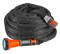 Gardena Tuyau textile Liano Set 10m: Tuyau de jardin flexible et robuste en tissu textile, tuyau idéal pour balcon et terrasse, sans flexion ou torsion, noir / anthracite / orange (18425-20)