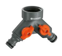 Gardena Vanne à 2 voies: Distributeur d'eau pour robinet de 33,3 mm (G 1 Pouce) - Fil, pour une connexion simultanée de deux périphériques, les deux sorties réglables (940-20)