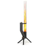 GARDENFLARE Brasero Exterieur à Pellets - Cheminée de Jardin INOX, Noir | Torche à granulés décorative pour terrasse et jardin, acier inox noir, flamme jusqu'à 1 m, tube en verre, 1,3 m de haut