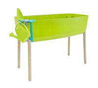 Gardenico | Potager Enfant, Jardinière sur Pieds | Potager sur Pied, Plastique et Bois | Jardin Potager Enfant, à partir de 5 Ans, Hauteur 56,5cm | 4 Accessoires : Râteau, Houe, Pelle, Arrosoir