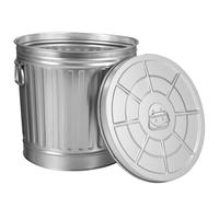 Gardenised Poubelle ronde en acier galvanisé de 28 litres avec couvercle sécurisé - Seau en métal durable pour jardin, pelouse, jardin et cour - Poubelle résistante aux intempéries pour intérieur et