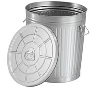 Gardenised Poubelle ronde en acier galvanisé de 48 litres avec couvercle et poignées - Seau de rangement en métal durable pour jardin, pelouse, jardin et cour - Poubelle résistante aux intempéries