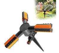GARDENIX Arroseur de pelouse Rotatif à 3 Bras sur Piquet | Noir/Orange Connexion Rapide Click-Lock 3 Positions réglables Diamètre d'arrosage jusqu'à 13 m