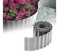 GARDENIX Bordure de Lit en Ondulé Bordure de Parterre de Fleurs Bordure de Lit en Plastique Longueur 9 m, Hauteur 25 cm, Gris Clair