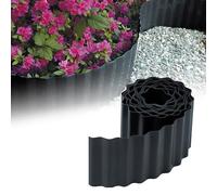 GARDENIX Bordure de pelouse en plastique 9 m, hauteur 25 cm - Bordure ondulée pour parterres de fleurs - Bordure de parterre en plastique anthracite, délimitation de parterre, flexible