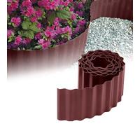 GARDENIX Bordure de lit ondulée Bordure de lit de Fleurs Bordure de pelouse Plastique Longueur 9 m, Hauteur 25 cm, Marron