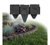 GARDENIX Bordure de pelouse, 2,4 m, Aspect Granit, Anthracite, 10 x 10 x 10 cm, Bordure de Parterre en Plastique, clôture de Jardin, Bordure de Parterre de Fleurs