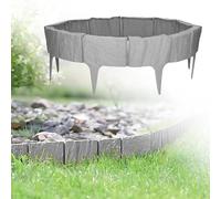 GARDENIX Bordure de pelouse en Plastique - Bordure de Parterre - Aspect Pierre - 3,9 m - Gris - 5 modules - Résistant aux UV - Palissade de Jardin - Polyvalent
