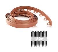 GARDENIX Bordure de pelouse Flexible en Plastique - Résistante aux intempéries - Bordure de Parterre Ronde - Bordure de Parterre de Fleurs - Marron Clair - 10 m - 20 piquets - Hauteur 4 cm