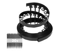 GARDENIX Bordure de pelouse Flexible en Plastique - Résistante aux intempéries - Ronde - Bordure de Parterre de Fleurs - Noir - 10 m - 20 piquets - Hauteur : 10 cm - pour Jardins et tondeuses Robots