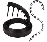 GARDENIX Bordure de pelouse Flexible en Plastique - Résistante aux intempéries - Ronde - Bordure de Parterre de Fleurs - Noir - 10 m - 20 piquets - Hauteur : 6 cm - pour Jardins et tondeuses Robots