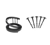 Gardenix LineBorder - Bordure de Gazon Flexible - en Plastique - 20 piquets - Longueur : 10 m & Lot de 100 TerraPEG piquets de Fixation pour Jardin pour la Fixation des Tissus