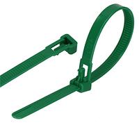 GARDENIX Lot de 100 serre-câbles pour plantes (7,6 mm x 150 mm, vert) réutilisables et réglables
