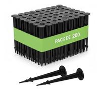 GARDENIX® TerraPEG Mini Lot de 200 piquets de Terre pour Fixation de Toile Anti-Mauvaises Herbes, ou Filet Anti-Taupe Noir