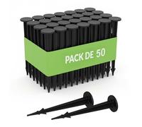 GARDENIX® TerraPEG Mini Lot de 50 piquets de Terre pour Fixation de Toile Anti-Mauvaises Herbes, ou Filet Anti-Taupe Noir