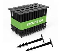 GARDENIX® Terrapin Lot de 100 piquets de Terre pour Fixation de Toile Anti-Mauvaises Herbes, ou Filet Anti-Taupe Noir