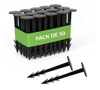 GARDENIX® Terrapin Lot de 50 piquets de Terre pour Fixation de Toile Anti-Mauvaises Herbes, ou Filet Anti-Taupe Noir