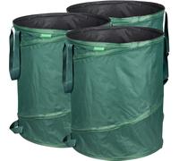 GardenMate 3x Sac de jardinage pop-up 160 l - À déploiement automatique, en tissu polyester Oxford 600D robuste