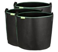 GardenMate 3X Sacs à Plantes 60L en Non tissé GREENLINE - Ø 45,5cm Hauteur 40cm - Noir/Vert